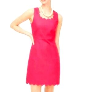 J.Crew Basketweave Square Neck Scalloped Edge Dress​​​​